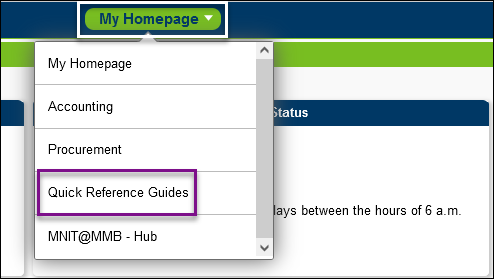 Dropdown for Quick Reference guides